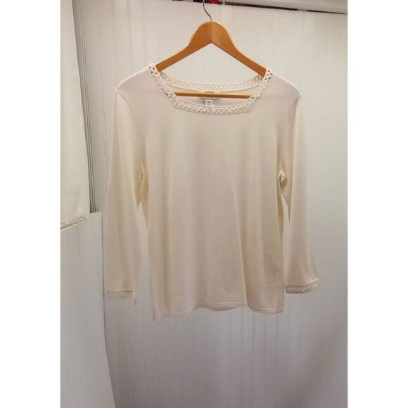 Talbots cream colored,square neck ,sweater size medium - Picture 1 of 6